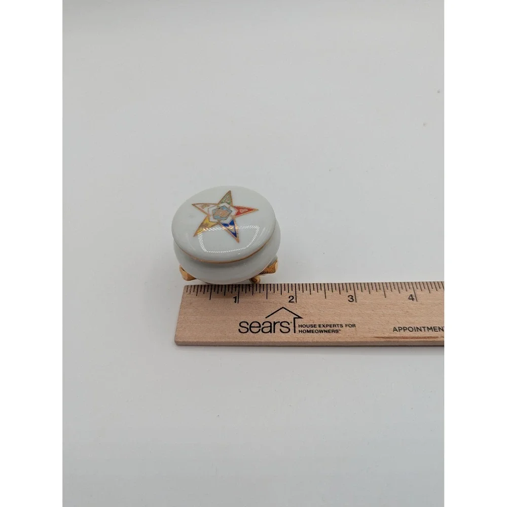 Vintage Order of the Eastern Star Porcelain Trinket Box F.N. Kistner Chicago